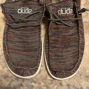 Hey Dude Red and Gray Woven Shoes